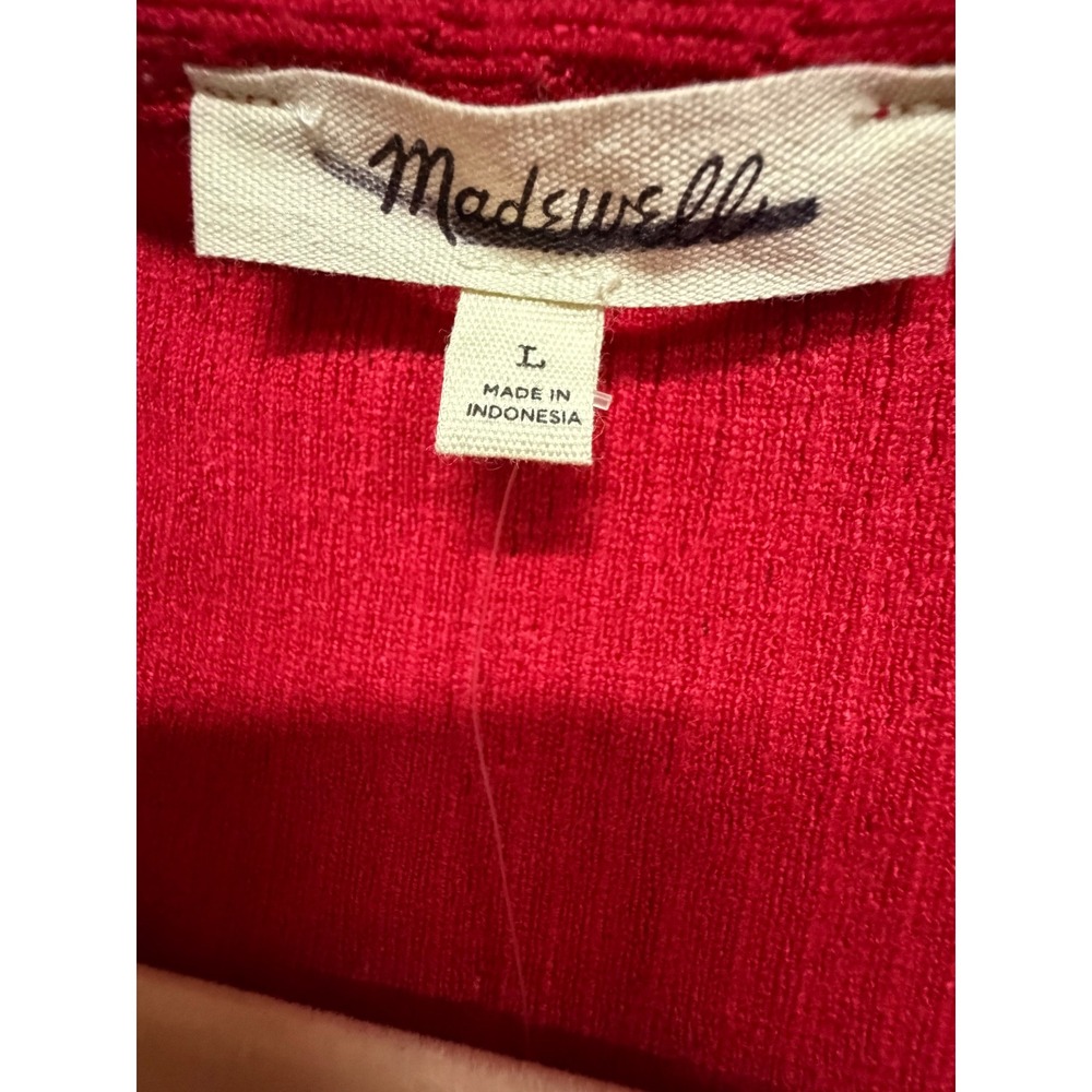 Madewell Pointelle Cutaway Vest Crimson Red Sleeveless Button Front Top L NY278 - Picture 7 of 9